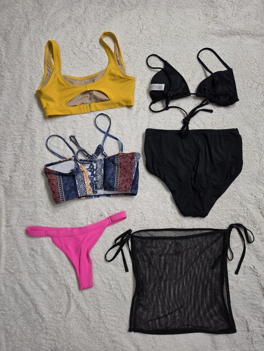 Lot Of 6 Bikini Swim Items Cover-up Skirt Tops & Bottoms Swimwear Size Small